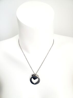 Silver Heart Cutout Pendant Necklace - Women Jewelry